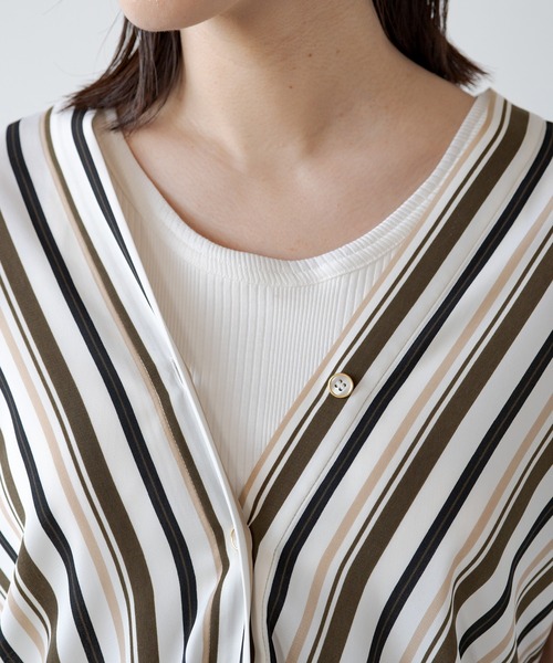 LOUNGEDRESS（ラウンジドレス）の「ストライプバイヤスブラウス（シャツ/ブラウス・レディース・ベージュ/カーキ・FREE）」の21枚目の写真
