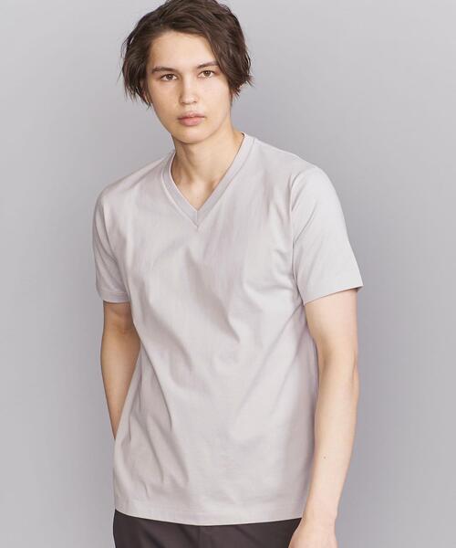 BEAUTY&YOUTH UNITED ARROWS（ビューティーアンドユースユナイテッドアローズ）の「BY ハイゲージ コットン Vネック Tシャツ（Tシャツ/カットソー・メンズ・ホワイト/ライトグレー/ブラック/オリーブ/ライム/その他1・SMALL/MEDIUM/LARGE/X-LARGE）」の3枚目の写真