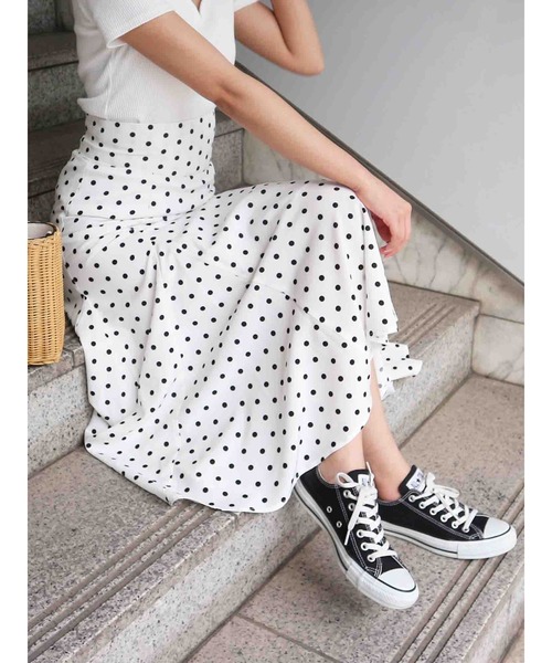 ROYAL PARTY（ロイヤルパーティー）の「ドットフレアスカート（スカート・レディース・ブラック/ホワイト・マルチサイズ）」の4枚目の写真