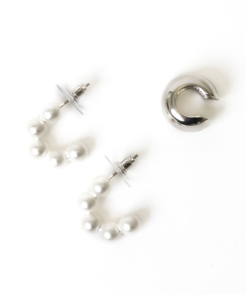 RANDA(ランダ)の「ボールピアス&イヤカフセット(ピアス(両耳用)・レディース・ゴールド/シルバー・FREE)」の4枚目の写真