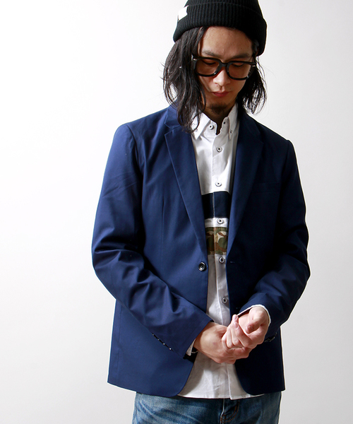 WEGO（ウィゴー）の「WEGO/ノッチドテーラードジャケット（テーラードジャケット・メンズ・ブラック/グリーン系その他/ネイビー/ブルー系その他・MEDIUM/LARGE）」の3枚目の写真