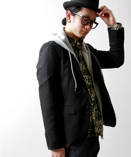 WEGO（ウィゴー）の「WEGO/ノッチドテーラードジャケット（テーラードジャケット・メンズ・ブラック/グリーン系その他/ネイビー/ブルー系その他・MEDIUM/LARGE）」の2枚目の写真