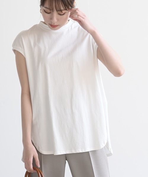 rps（アールピーエス）の「フレンチスリーブプルオーバー（Tシャツ/カットソー・レディース・チャコールグレー/ブラック/ダークブラウン/ベージュ/パープル/オフホワイト/アイボリー/グレイッシュベージュ/グレイッシュブルー・M）」の2枚目の写真