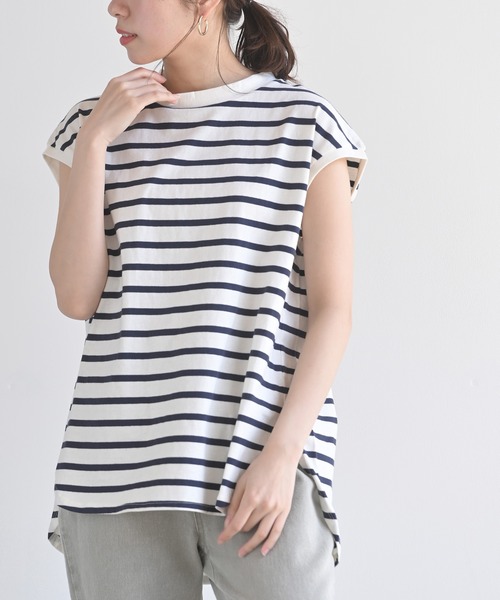 rps（アールピーエス）の「フレンチスリーブプルオーバー（Tシャツ/カットソー・レディース・チャコールグレー/ブラック/ダークブラウン/ベージュ/パープル/オフホワイト/アイボリー/グレイッシュベージュ/グレイッシュブルー・M）」の3枚目の写真