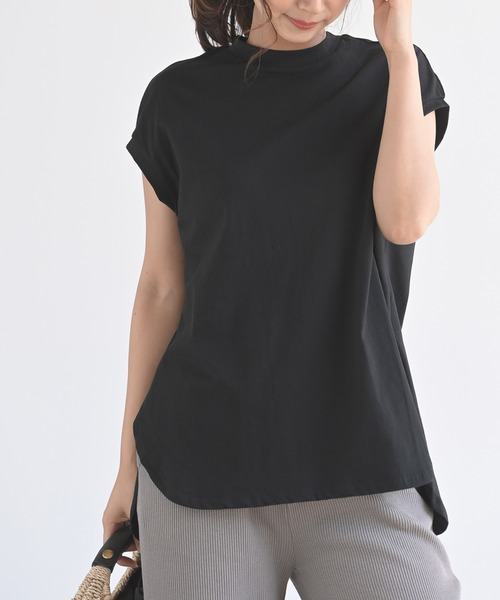 rps（アールピーエス）の「フレンチスリーブプルオーバー（Tシャツ/カットソー・レディース・チャコールグレー/ブラック/ダークブラウン/ベージュ/パープル/オフホワイト/アイボリー/グレイッシュベージュ/グレイッシュブルー・M）」の4枚目の写真