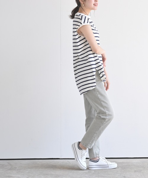 rps（アールピーエス）の「フレンチスリーブプルオーバー（Tシャツ/カットソー・レディース・チャコールグレー/ブラック/ダークブラウン/ベージュ/パープル/オフホワイト/アイボリー/グレイッシュベージュ/グレイッシュブルー・M）」の21枚目の写真