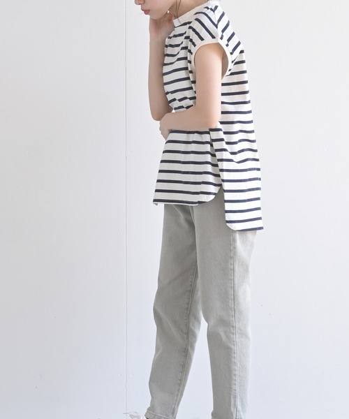 rps（アールピーエス）の「フレンチスリーブプルオーバー（Tシャツ/カットソー・レディース・チャコールグレー/ブラック/ダークブラウン/ベージュ/パープル/オフホワイト/アイボリー/グレイッシュベージュ/グレイッシュブルー・M）」の22枚目の写真