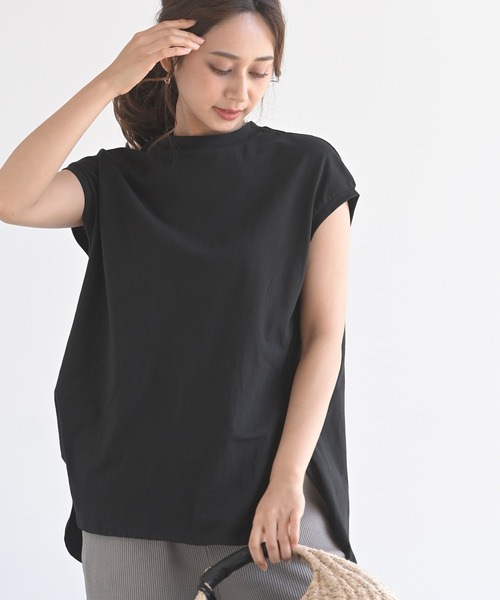 rps（アールピーエス）の「フレンチスリーブプルオーバー（Tシャツ/カットソー・レディース・チャコールグレー/ブラック/ダークブラウン/ベージュ/パープル/オフホワイト/アイボリー/グレイッシュベージュ/グレイッシュブルー・M）」の12枚目の写真