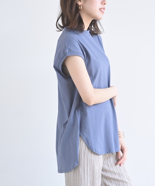 rps（アールピーエス）の「フレンチスリーブプルオーバー（Tシャツ/カットソー・レディース・チャコールグレー/ブラック/ダークブラウン/ベージュ/パープル/オフホワイト/アイボリー/グレイッシュベージュ/グレイッシュブルー・M）」の19枚目の写真