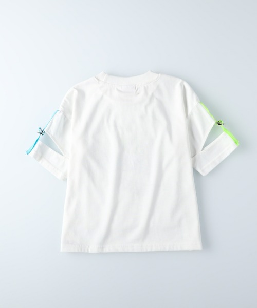 TEG TEG(テグテグ)の「【TEGTEG lovely2】 袖テープTシャツ(Tシャツ/カットソー・キッズ・ホワイト/ライム・155/130/120/140/105)」の7枚目の写真