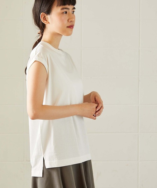 OUVRAGE CLASSE（ウヴラージュクラス）の「前後差ノースリーブTシャツ 