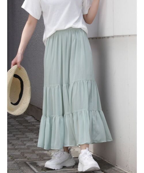 dazzlin（ダズリン）の「ティアードギャザースカート（スカート・レディース・ベージュ/グリーン/その他1/その他2・FREE）」の3枚目の写真