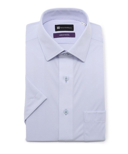 Perfect Suit FActory（パーフェクトスーツファクトリー）の「【抗菌/形態安定】ニット半袖ワイシャツ　ブルー/ピンク（ビジネスシャツ・メンズ・ピンク/ブルー・M/S/LL/L）」の2枚目の写真