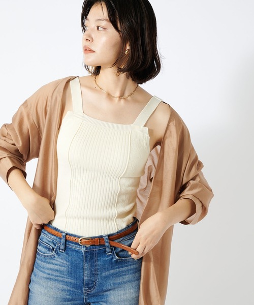 COLLAGE GALLARDAGALANTE(コラージュガリャルダガランテ)の「【カップつき】サマーニットタンクトップ(タンクトップ・レディース・ブラック/オフホワイト・FREE)」の11枚目の写真