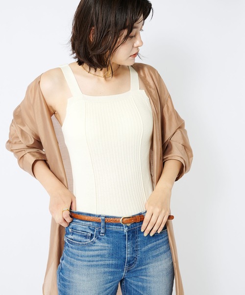 COLLAGE GALLARDAGALANTE(コラージュガリャルダガランテ)の「【カップつき】サマーニットタンクトップ(タンクトップ・レディース・ブラック/オフホワイト・FREE)」の13枚目の写真