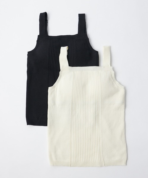 COLLAGE GALLARDAGALANTE(コラージュガリャルダガランテ)の「【カップつき】サマーニットタンクトップ(タンクトップ・レディース・ブラック/オフホワイト・FREE)」の18枚目の写真