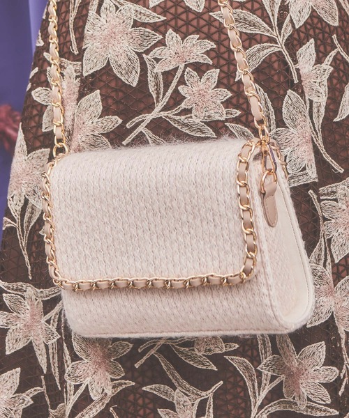 NOELA（ノエラ）の「配色チェーンニットバッグ（ショルダーバッグ・レディース・オフホワイト/モカ/ピンク・FREE）」の5枚目の写真