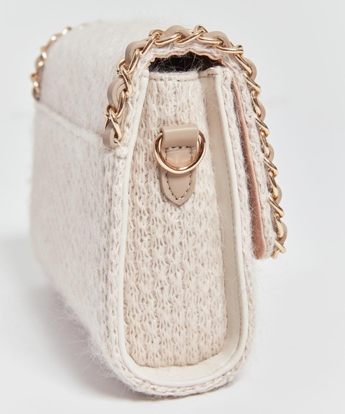 NOELA（ノエラ）の「配色チェーンニットバッグ（ショルダーバッグ・レディース・オフホワイト/モカ/ピンク・FREE）」の7枚目の写真