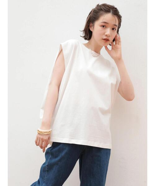 AMERICAN HOLIC（アメリカンホリック）の「吸水速乾フレンチスリーブカットプルオーバー（Tシャツ/カットソー・レディース・モカ/オフホワイト/その他7/ブラック/ブルー・M/L）」の7枚目の写真