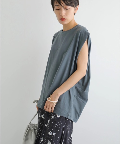 AMERICAN HOLIC（アメリカンホリック）の「吸水速乾フレンチスリーブカットプルオーバー（Tシャツ/カットソー・レディース・モカ/オフホワイト/その他7/ブラック/ブルー・M/L）」の5枚目の写真