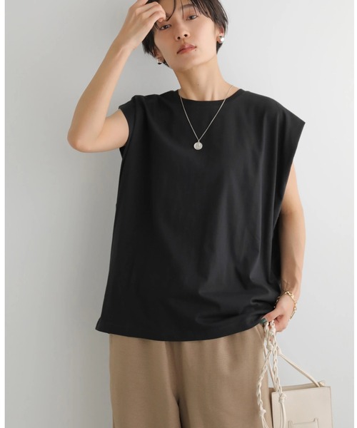 AMERICAN HOLIC（アメリカンホリック）の「吸水速乾フレンチスリーブカットプルオーバー（Tシャツ/カットソー・レディース・モカ/オフホワイト/その他7/ブラック/ブルー・M/L）」の3枚目の写真