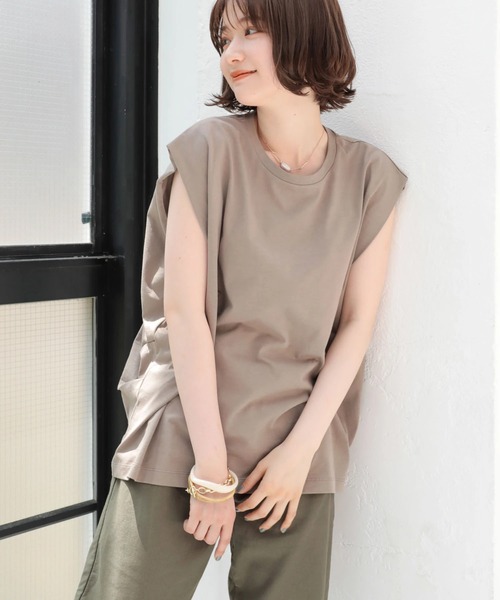 AMERICAN HOLIC（アメリカンホリック）の「吸水速乾フレンチスリーブカットプルオーバー（Tシャツ/カットソー・レディース・モカ/オフホワイト/その他7/ブラック/ブルー・M/L）」の4枚目の写真