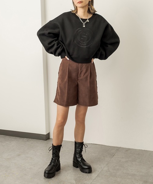 RASVOA（ラスボア）の「【WEB限定】起毛ツイルショートパンツ（その他パンツ・レディース・ブラック/ブラウン/アイボリー・FREE）」の6枚目の写真