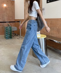 meJane | ハイウエストルーズデニムセミワイドパンツ【ZOZOTOWN限定】(デニムパンツ)