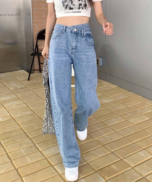 meJane（ミージェーン）の「アシメウエストカーブデニムパンツ（デニムパンツ・レディース・ブルー・S/M/L）」の6枚目の写真