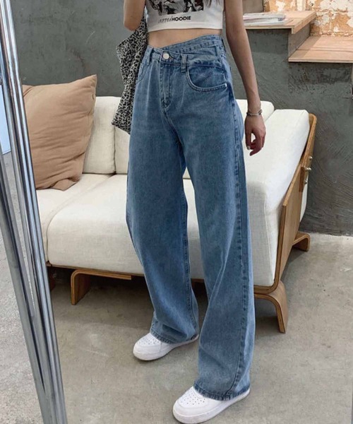 セール】アシメウエストカーブデニムパンツ（デニムパンツ）｜meJane