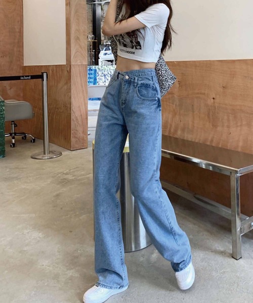 meJane（ミージェーン）の「アシメウエストカーブデニムパンツ（デニムパンツ・レディース・ブルー・S/M/L）」の5枚目の写真