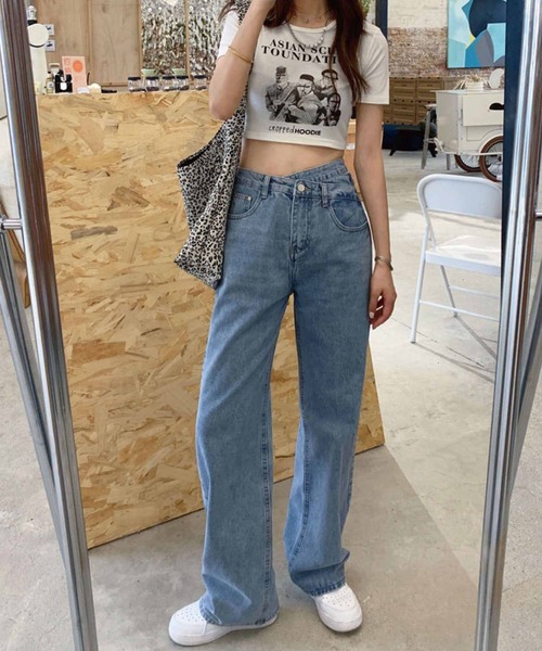 meJane（ミージェーン）の「アシメウエストカーブデニムパンツ（デニムパンツ・レディース・ブルー・S/M/L）」の8枚目の写真