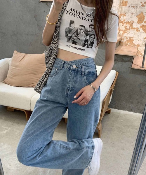 meJane（ミージェーン）の「アシメウエストカーブデニムパンツ（デニムパンツ・レディース・ブルー・S/M/L）」の9枚目の写真