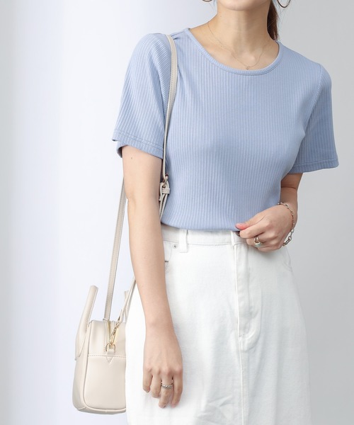 COLONY 2139（コロニートゥーワンスリーナイン）の「【UVカット】ランダムテレコバックトリム半袖Tシャツ（Tシャツ/カットソー・レディース・ブルー系その他/ブラック/オフホワイト・MEDIUM/SMALL/LARGE）」の15枚目の写真