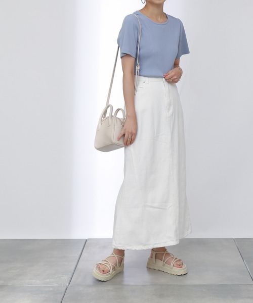 COLONY 2139（コロニートゥーワンスリーナイン）の「【UVカット】ランダムテレコバックトリム半袖Tシャツ（Tシャツ/カットソー・レディース・ブルー系その他/ブラック/オフホワイト・MEDIUM/SMALL/LARGE）」の7枚目の写真