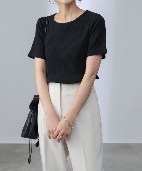 COLONY 2139（コロニートゥーワンスリーナイン）の「【UVカット】ランダムテレコバックトリム半袖Tシャツ（Tシャツ/カットソー・レディース・ブルー系その他/ブラック/オフホワイト・MEDIUM/SMALL/LARGE）」の14枚目の写真