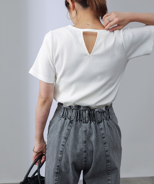 COLONY 2139（コロニートゥーワンスリーナイン）の「【UVカット】ランダムテレコバックトリム半袖Tシャツ（Tシャツ/カットソー・レディース・ブルー系その他/ブラック/オフホワイト・MEDIUM/SMALL/LARGE）」の13枚目の写真