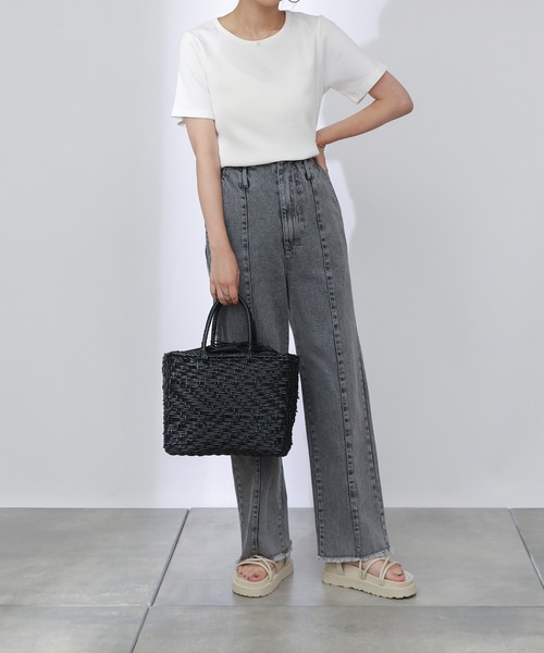 COLONY 2139（コロニートゥーワンスリーナイン）の「【UVカット】ランダムテレコバックトリム半袖Tシャツ（Tシャツ/カットソー・レディース・ブルー系その他/ブラック/オフホワイト・MEDIUM/SMALL/LARGE）」の18枚目の写真