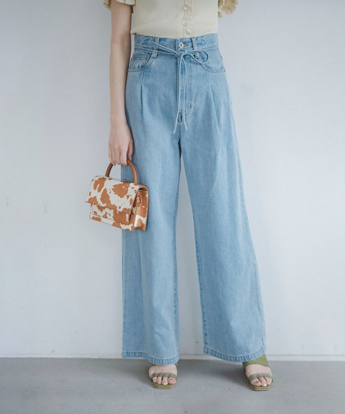 FREE'S MART（フリーズマート）の「【Sシリーズ対応】◇タックワイドデニムパンツ（デニムパンツ・レディース・ライトブルー/インディゴブルー/グレー・SMALL/MEDIUM/X-SMALL）」の3枚目の写真