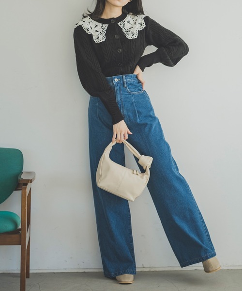 FREE'S MART（フリーズマート）の「【Sシリーズ対応】◇タックワイドデニムパンツ（デニムパンツ・レディース・ライトブルー/インディゴブルー/グレー・SMALL/MEDIUM/X-SMALL）」の20枚目の写真