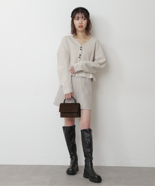 FREE'S MART（フリーズマート）の「【Sシリーズ対応】◆ハイウエスト千鳥柄ショートパンツ（その他パンツ・レディース・ブラック系その他/ベージュ系その他・SMALL/MEDIUM）」の4枚目の写真