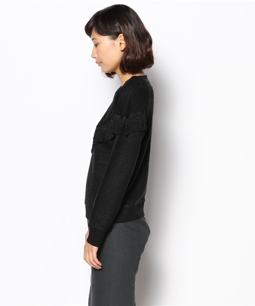 mystic（ミスティック）の「フリンジ付ニットソープルオーバー（Tシャツ/カットソー・レディース・オフホワイト/ブラック/ベージュ/ネイビー・FREE）」の10枚目の写真