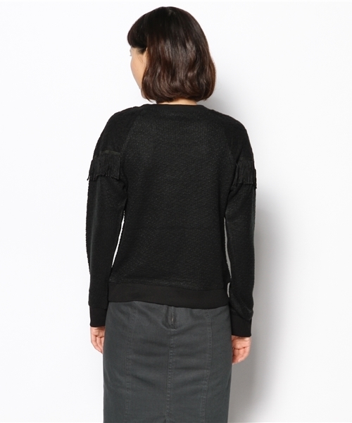 mystic（ミスティック）の「フリンジ付ニットソープルオーバー（Tシャツ/カットソー・レディース・オフホワイト/ブラック/ベージュ/ネイビー・FREE）」の11枚目の写真