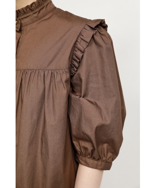 SLY（スライ）の「FRILL SHOULDER S/OP フリルショルダーショート ワンピース（ワンピース・レディース・ブラウン/ブラック/ホワイト・2/1）」の7枚目の写真