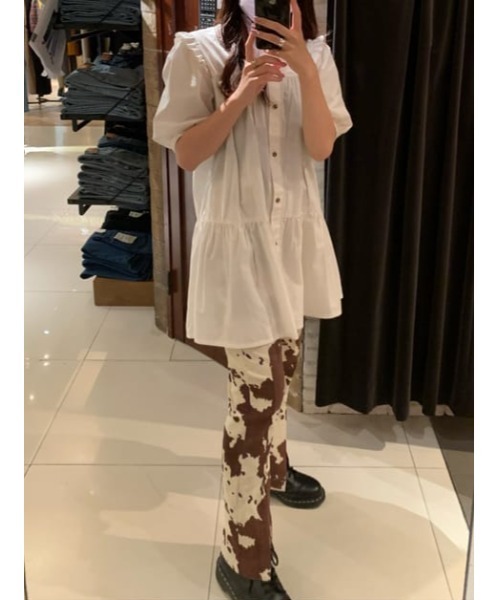 SLY（スライ）の「FRILL SHOULDER S/OP フリルショルダーショート ワンピース（ワンピース・レディース・ブラウン/ブラック/ホワイト・2/1）」の20枚目の写真