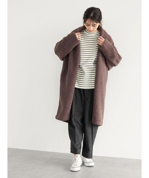 CRAFT STANDARD BOUTIQUE（クラフトスタンダードブティック）の「ボアニュアンスVネックコーディガン　＊◇（ノーカラーコート・レディース・ベージュ/ダークブラウン/モカ・FREE）」の17枚目の写真