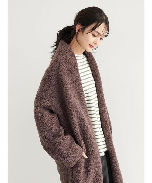 CRAFT STANDARD BOUTIQUE（クラフトスタンダードブティック）の「ボアニュアンスVネックコーディガン　＊◇（ノーカラーコート・レディース・ベージュ/ダークブラウン/モカ・FREE）」の15枚目の写真