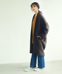 CRAFT STANDARD BOUTIQUE | ボアニュアンスVネックコーディガン　＊◇(ノーカラーコート)