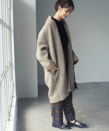 CRAFT STANDARD BOUTIQUE | ボアニュアンスVネックコーディガン　＊◇(ノーカラーコート)