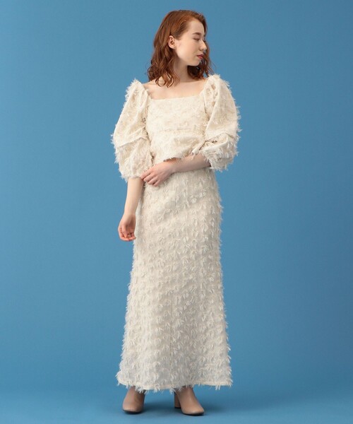 ME COUTURE（ミークチュール）の「シャイニーフリンジレーススカート 